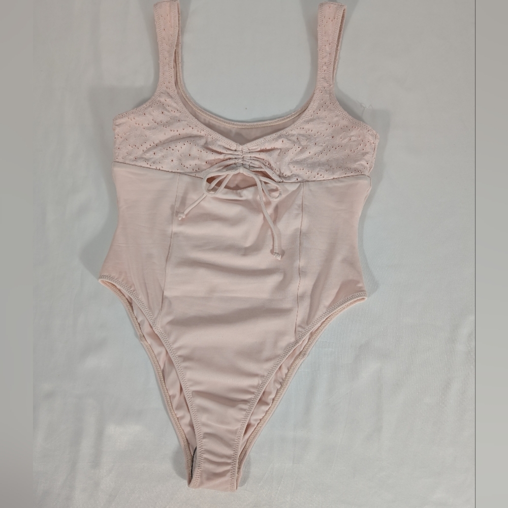 NWOT PacSun Eco Swim Floral Eyelet Mauve/Pink One-Piece Swimsuit  Size M - Picture 2 of 10